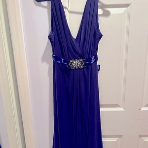 Scarlett Nite Deep Purple Cocktail Dress with Satin and Rhinestone belt